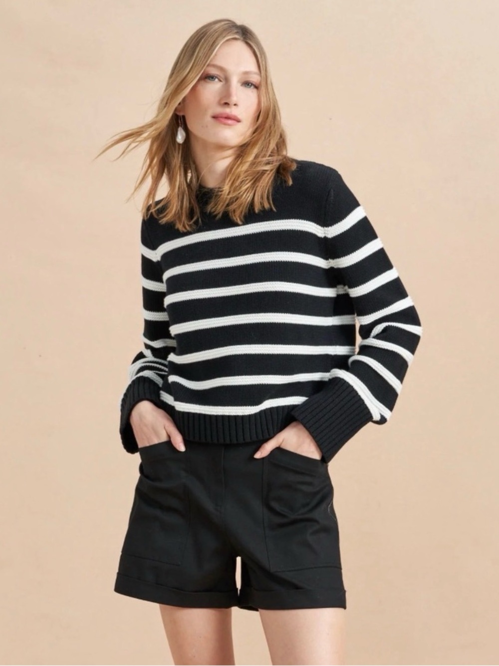 La Ligne Jill Sweater black and white stripe size Medium